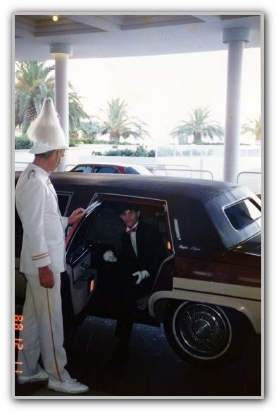 DJ in Tophat getting out of limo Dec 12 1988